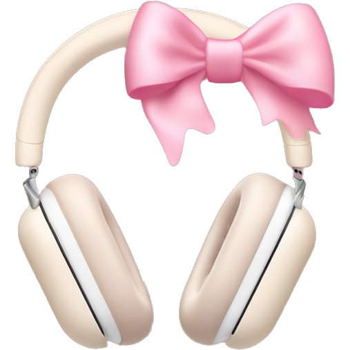 Cream colored Apple AirPods Max headphones with pink bows