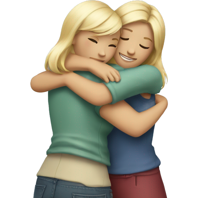 Hug two girlfriends