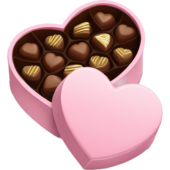 Pastel pink heart shaped box with chocolates in it
