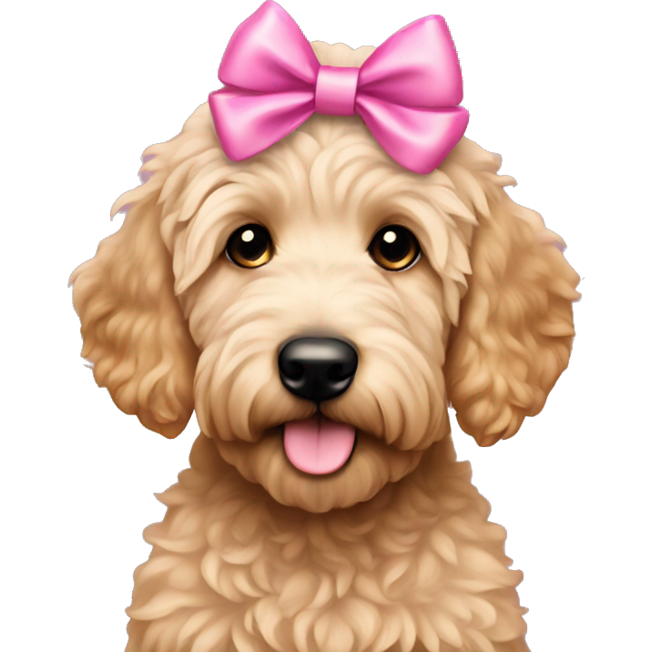 Puppy golden doodle with pink bows