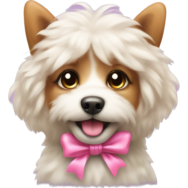 Cute fluffy dog with pink bow