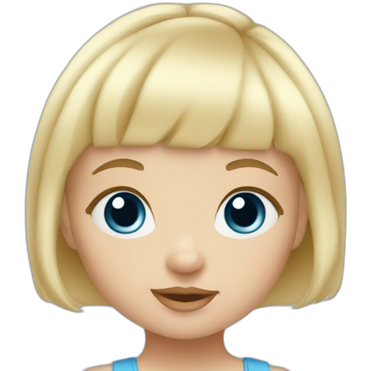 Blond baby girl with blue eyes and bangs