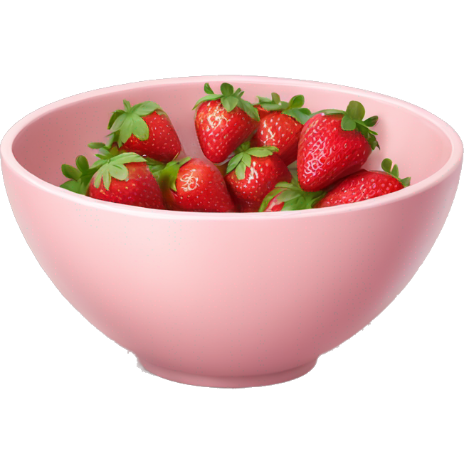 Light pink bowl with strawberries in it