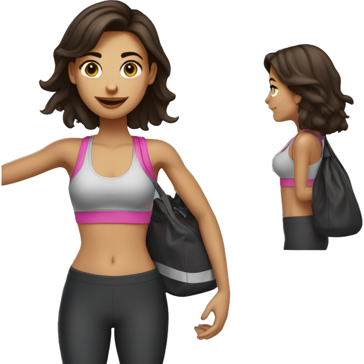 Brunette girl al gym with bag and shake