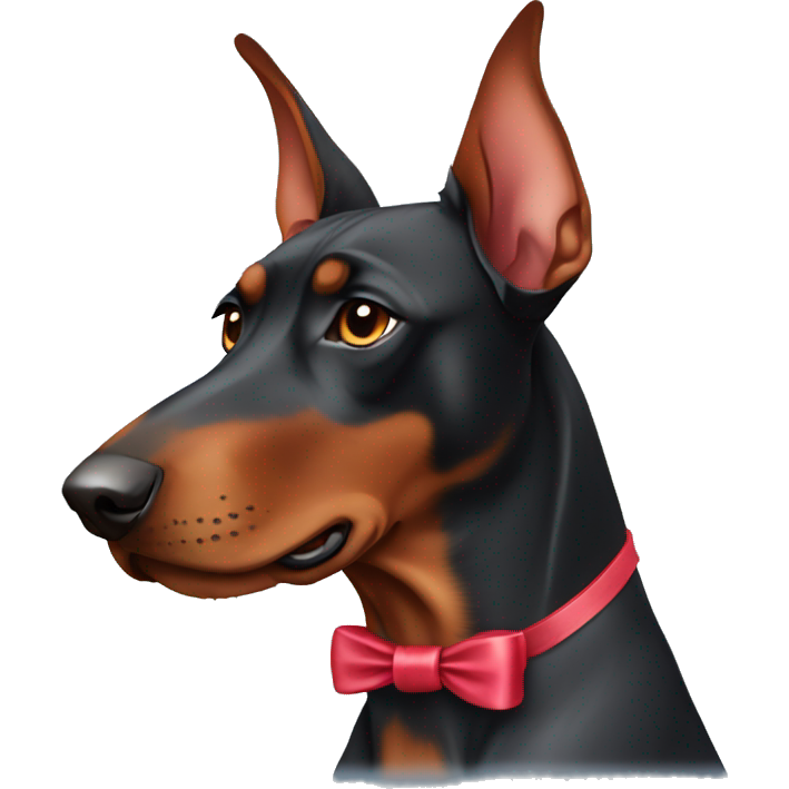 Red Doberman pinscher with bows