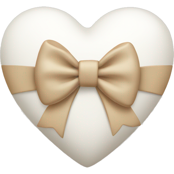 White heart with beige bow