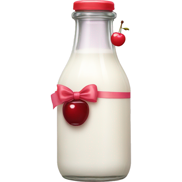 Aesthetic milk bottle with cherry bow