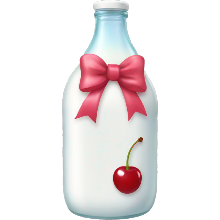 Aesthetic milk bottle with cherry bow