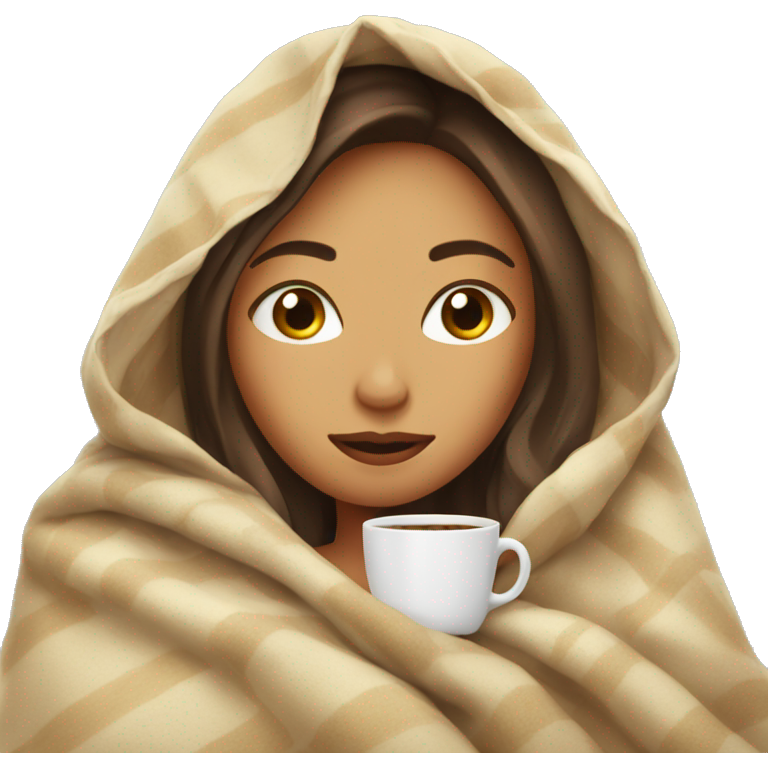 Girl inside a blanket sipping coffee eyes closed