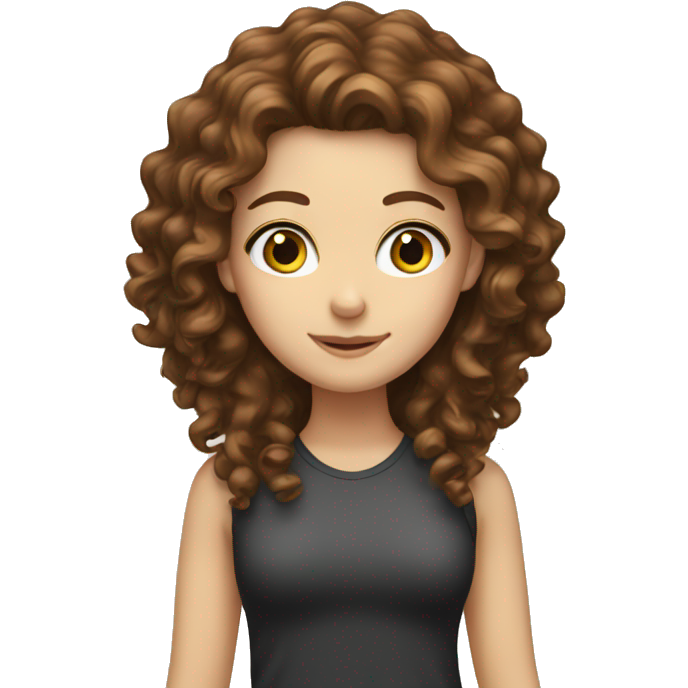 White girl with long brown curly hair