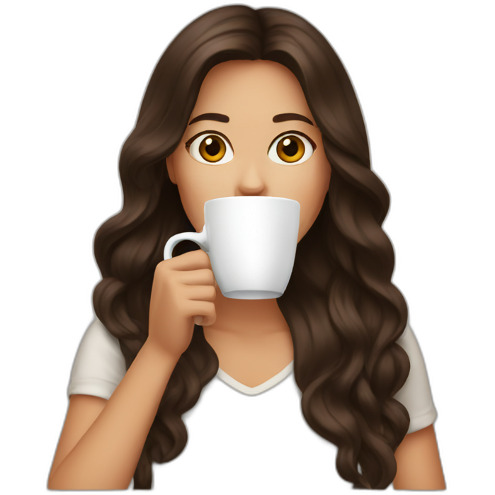Brunette drinking coffee