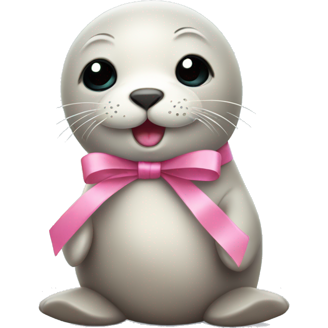 Cute seal with a pink ribbon