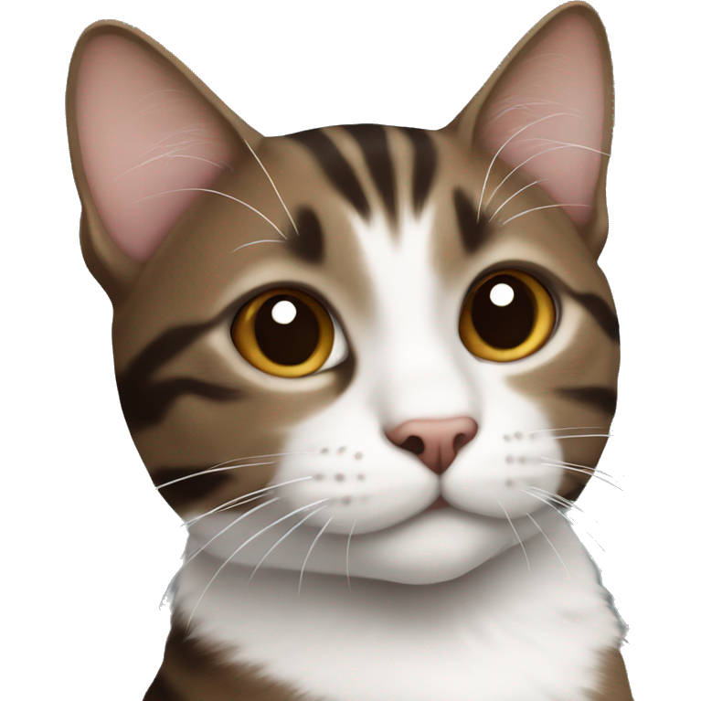Dark Brown and white tabby cat