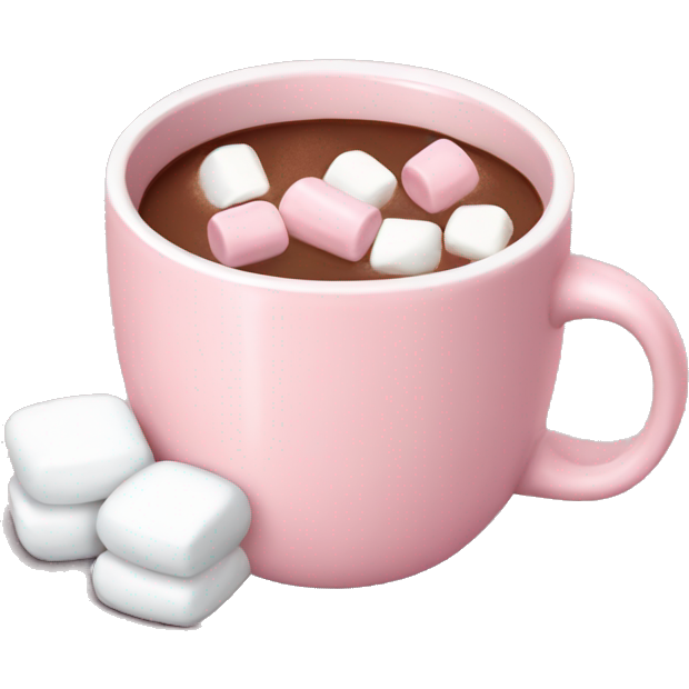 Light Pink mug of hot chocolate with marshmallows