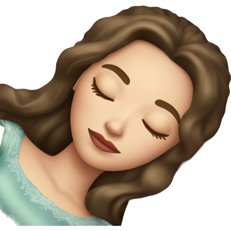 Sleeping beauty brunette white girl with a silk pillow