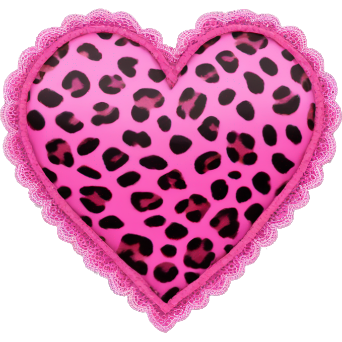 Hot pink leopard print heart with pink lace border