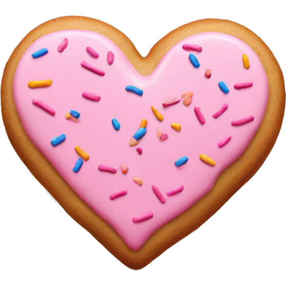 Heartshaped pink cookie with sprinkles