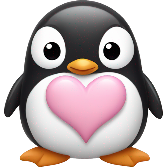 Penguin with light pink hearts