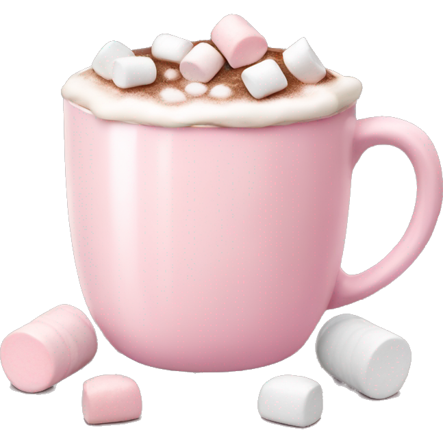 Light Pink mug of hot chocolate with marshmallows