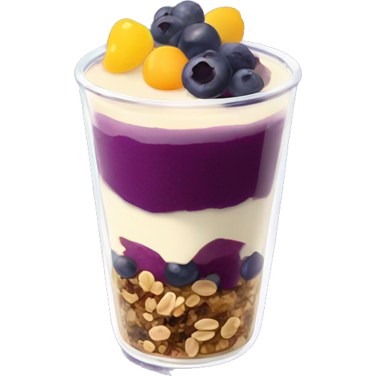 Açaí in a clear cup with layers of fruits and granola and condensed milk