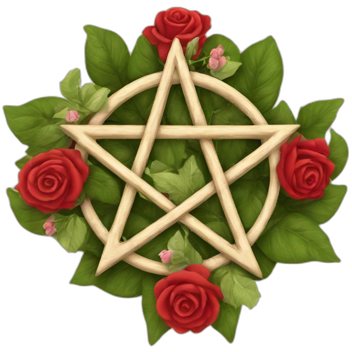 Wiccan pentagram with roses