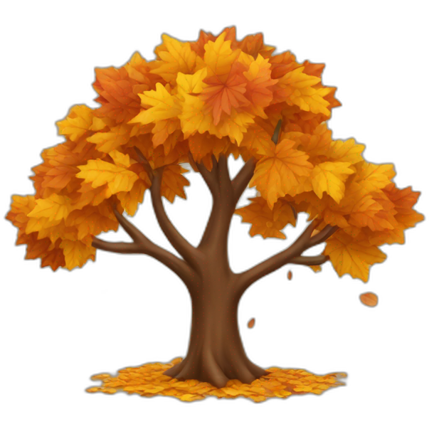 Autumn tree with leaves falling