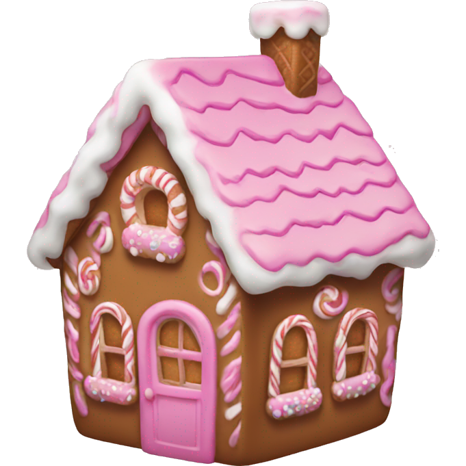 A pink gingerbread house