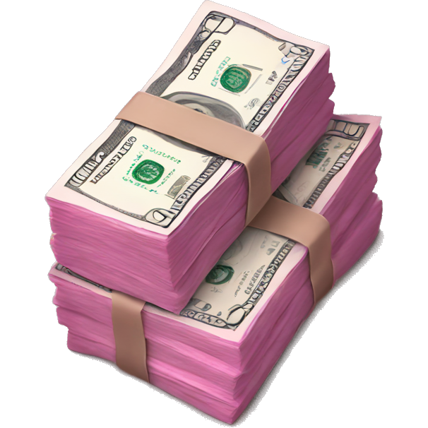Stack of pink dollar bills