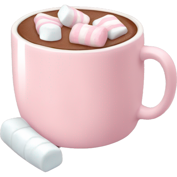 Light Pink mug of hot chocolate with marshmallows