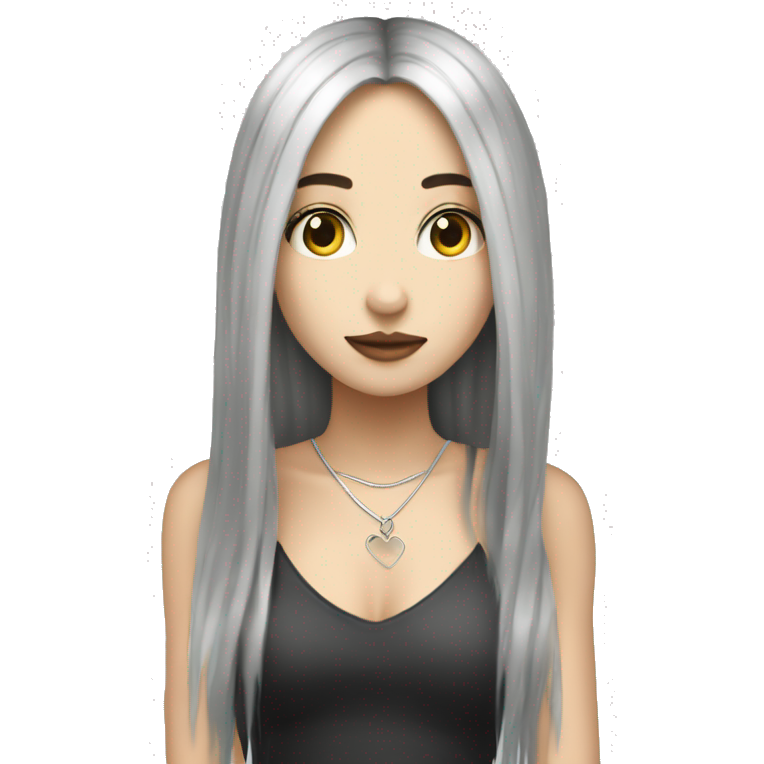 Pale girl with long black hair ￼sent kiss