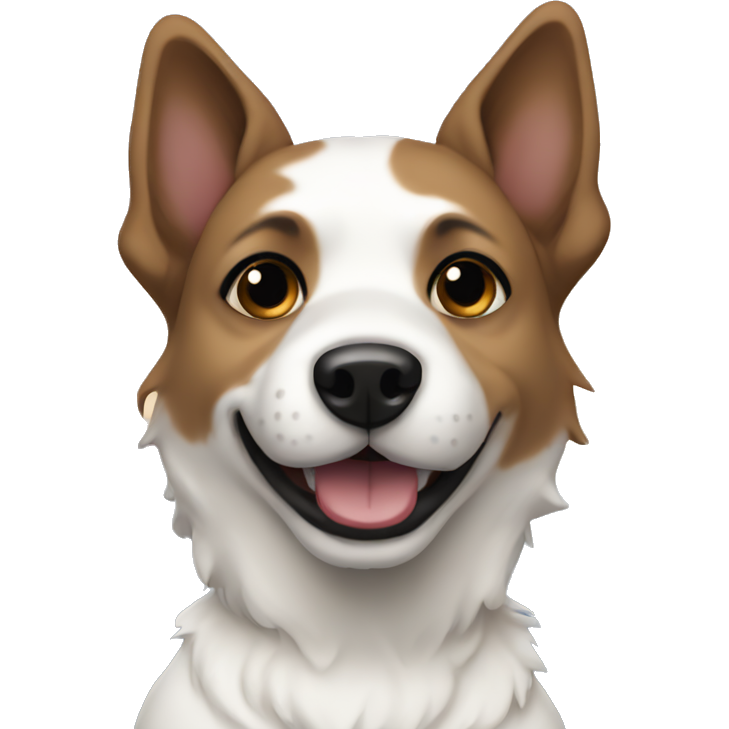 Shoreline dog white coat brown/black ears smiling