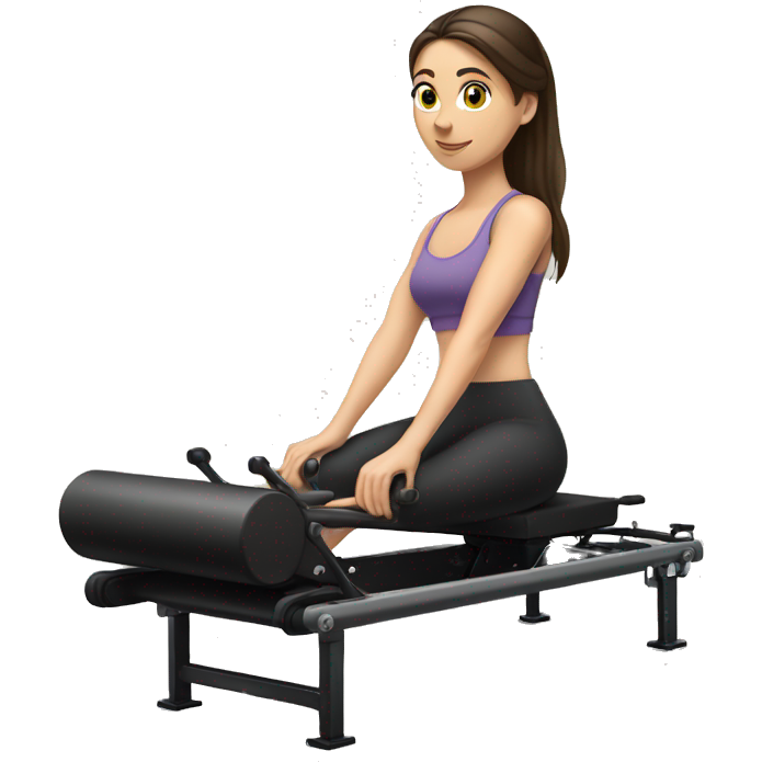 Brunette girl on pilates reformer