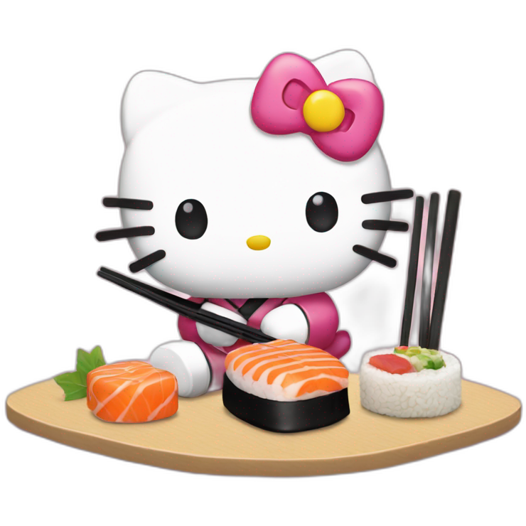 Hello kitty eat sushi