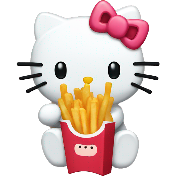 Hello kitty eating fries
