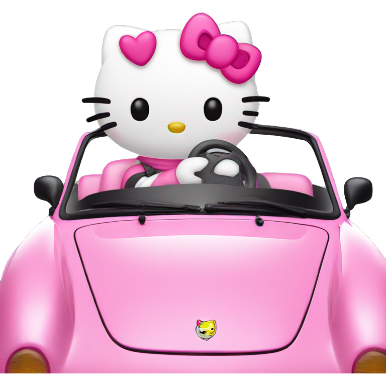 Hello kitty in a pink porsche