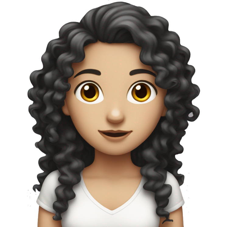 White girl with long black curly hair holding a brisk