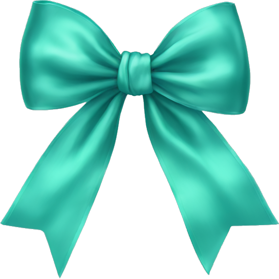 Realistic light teal silk bow