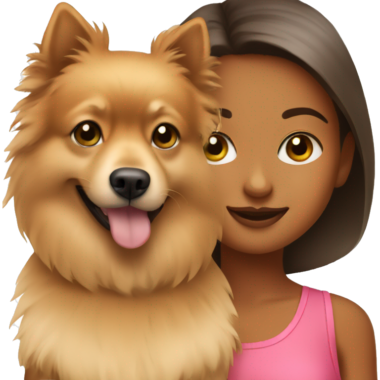 Young tanned girl with Pomeranian