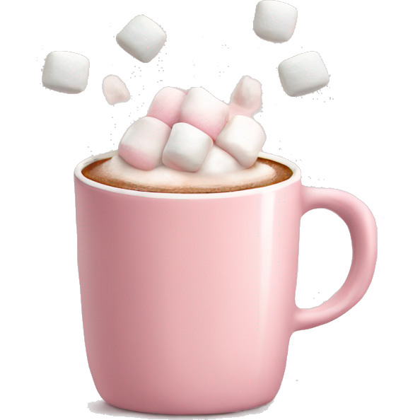 Light Pink mug of hot chocolate with marshmallows