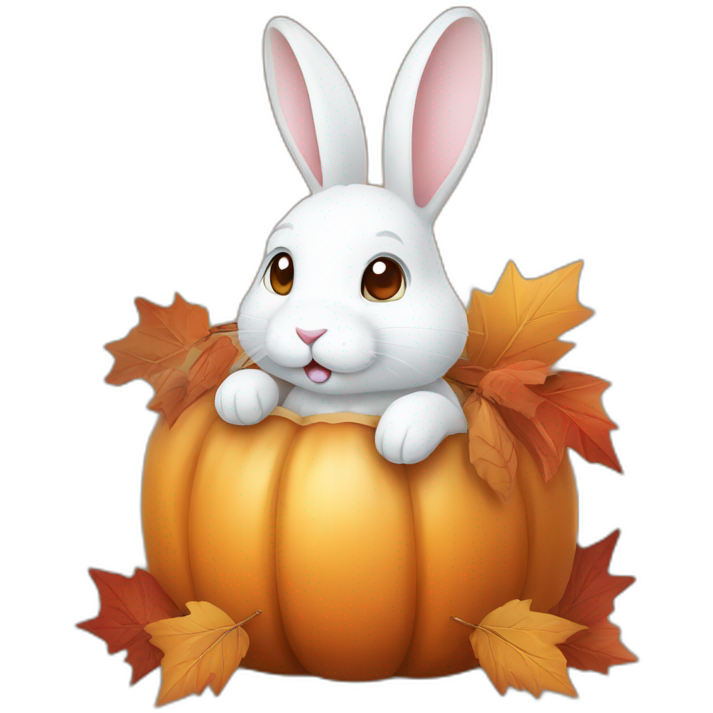 Autumn cozy white rabbit