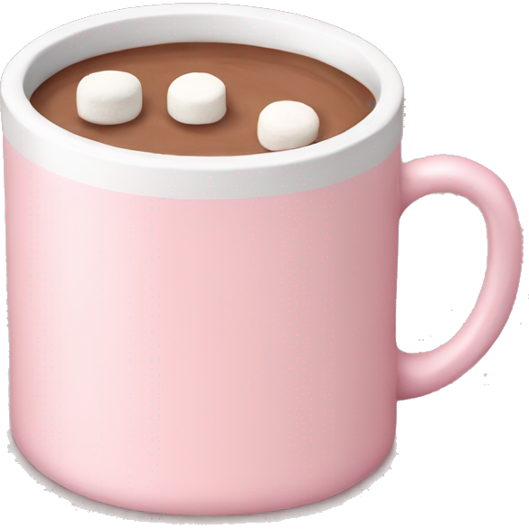 Light Pink mug of hot chocolate with marshmallows