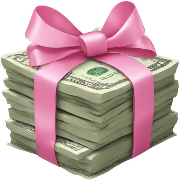 Money stack wrapped with pink bow