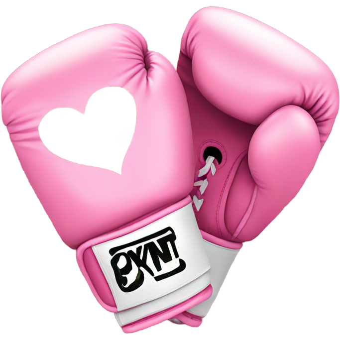Pink boxing gloves with heart and flowers and glitter