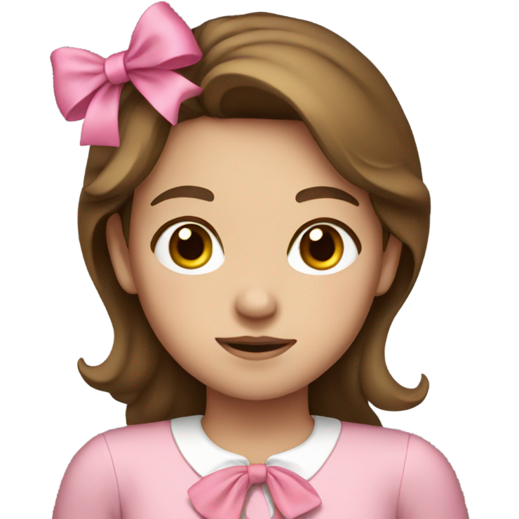 Brown hair girl with pink bow