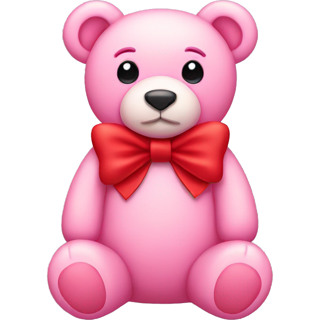 Pink teddy bear with red bow