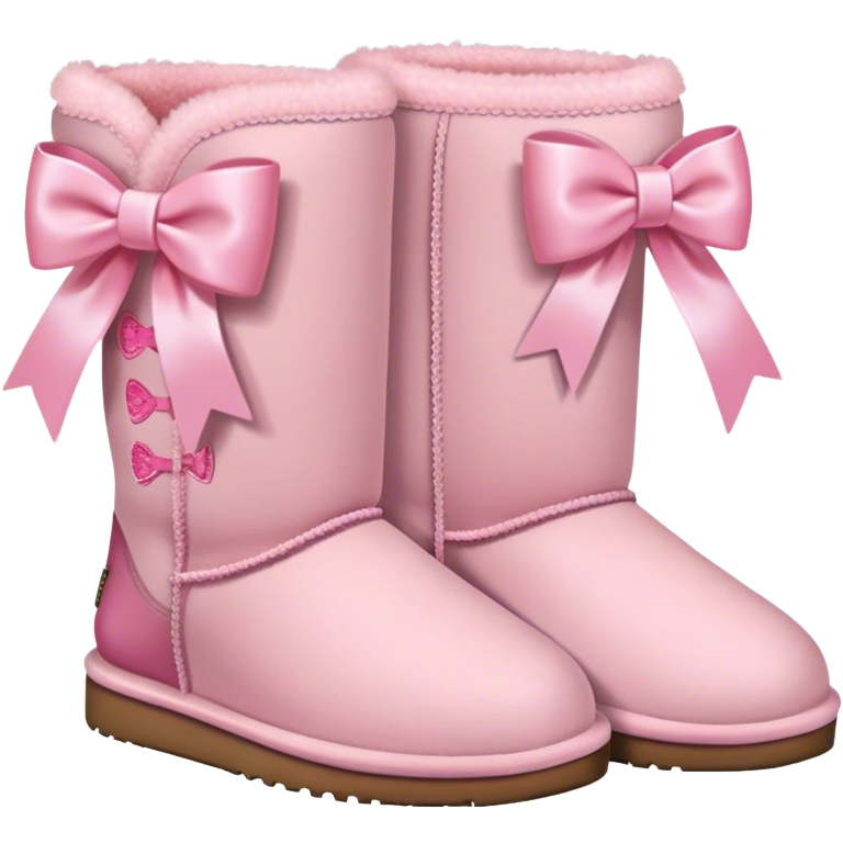 2 light pink Uggs with 2 light pink bows