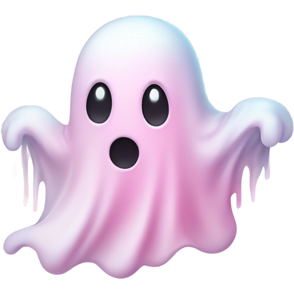 Cutesy pastel pink ghost with clouds
