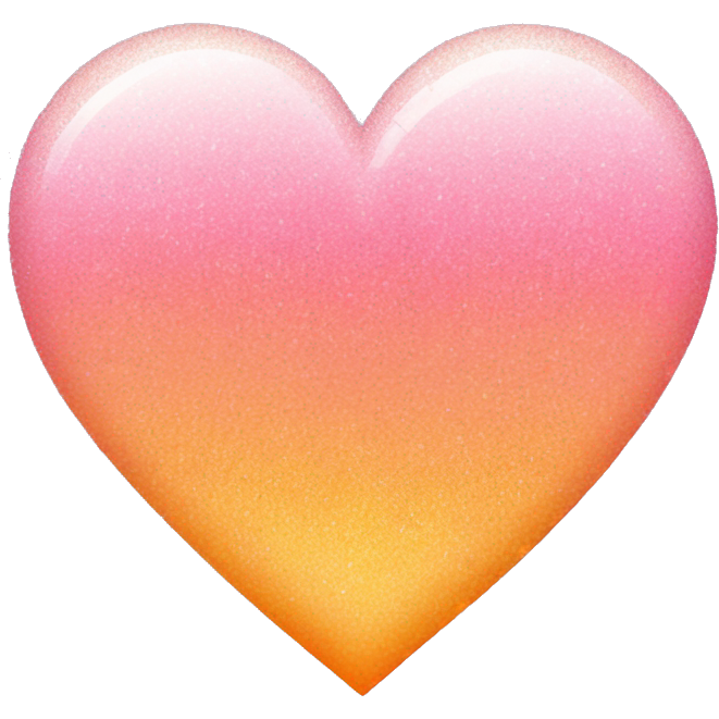 Glittery pastel pink and orange ombré heart