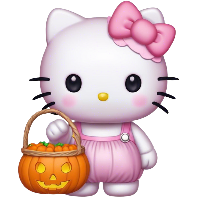 Hello kitty holding a Halloween basket