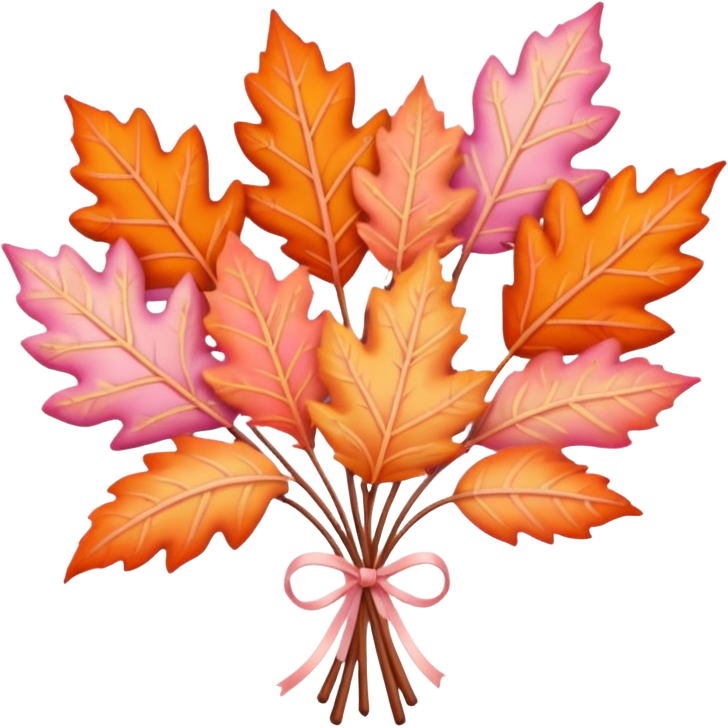 Pastel autumn leaf bouquet pink orange